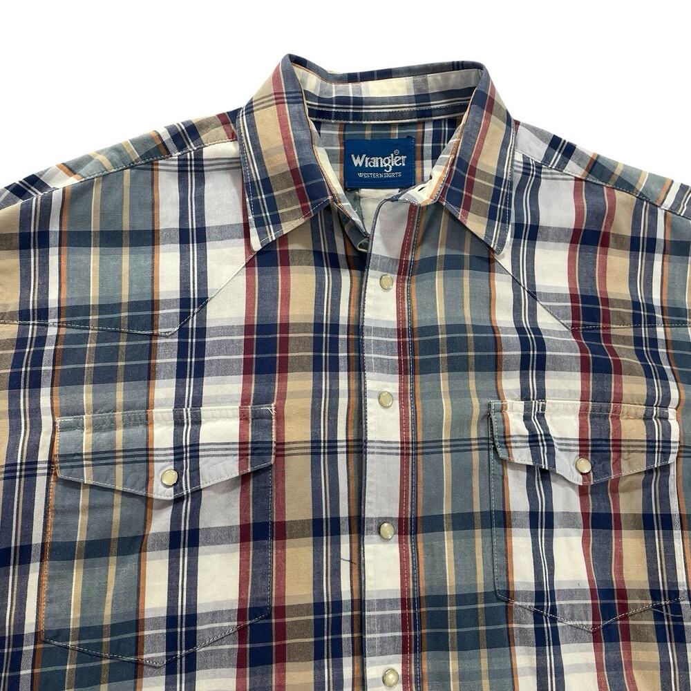 Wrangler Vintage‎ 80s 90s Pearl Snap Shirt Men's Large Long Sleeved Plaid